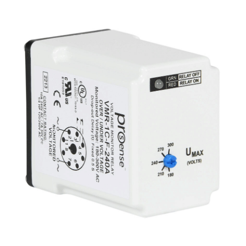 Voltage Monitor Relay, 1-Phase, Socket Mount, Finger-Safe, 180-300 VAC Input Voltage