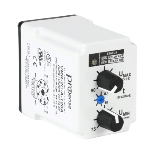 Voltage Monitor Relay, 1-Phase, Socket Mount, Finger-Safe, 90-150 VAC Input Voltage, DPDT
