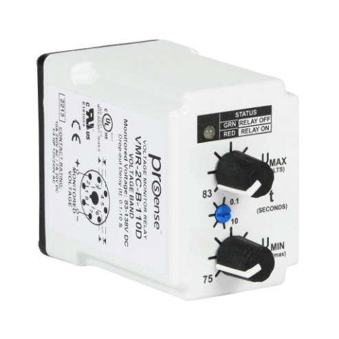 Voltage Monitor Relay, 1-Phase, Socket Mount, Finger-Safe, 83-138 VDC Input Voltage, DPDT