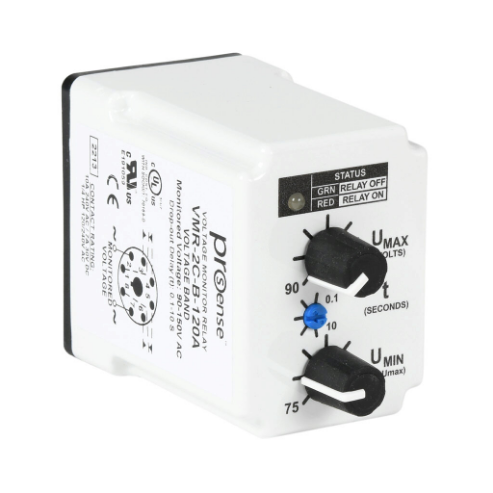 Voltage Monitor Relay, 1-Phase, Socket Mount, Finger-Safe, 90-150 VAC Input Voltage, DPDT