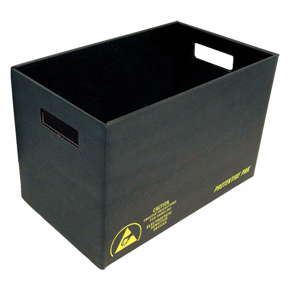 Conductive Tote, 19 3/8 Inch x 15 1/2 Inch x 8 1/4 Inch, Lid Not Included, Cardboard