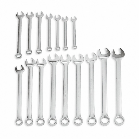 PROTO J1200F-HD Combination Wrench Set, Alloy Steel, Satin, 16 Tools, 15 Deg Head Offset Angle, Offset | CT8DZW 449P45