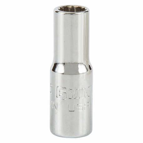 PROTO J4706MN Socket, 1/4 Inch Drive Size, 6 mm Socket Size, 12-Point Chrome, Metric | CT8GHX 483G63