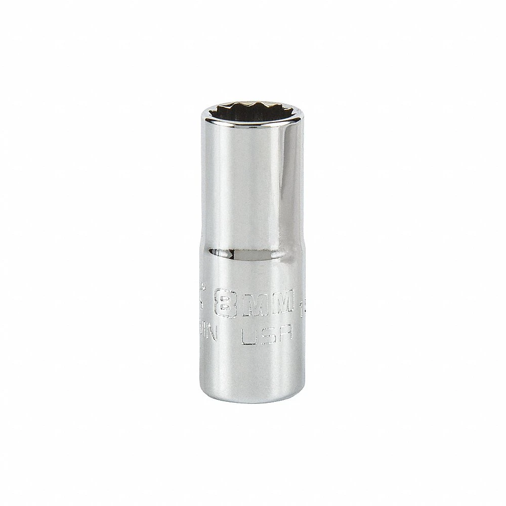 PROTO J4708MN Socket, 1/4 Inch Drive Size, 8 mm Socket Size, 12-Point Chrome | CT8GJP 483G67