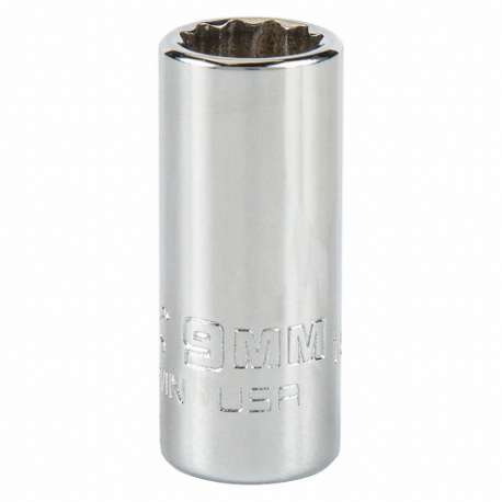 PROTO J4709MN Socket, 1/4 Inch Drive Size, 9 mm Socket Size, 12-Point Chrome, Metric | CT8GJU 483G69