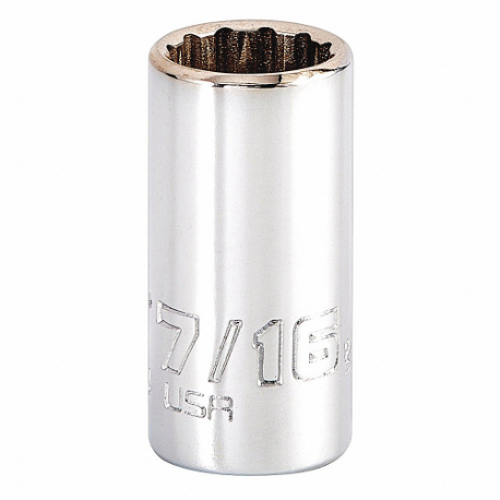 PROTO J4714N Socket, 1/4 Inch Drive Size, 7/16 Inch Socket Size, 12-Point Chrome | CT8GJE 483G79