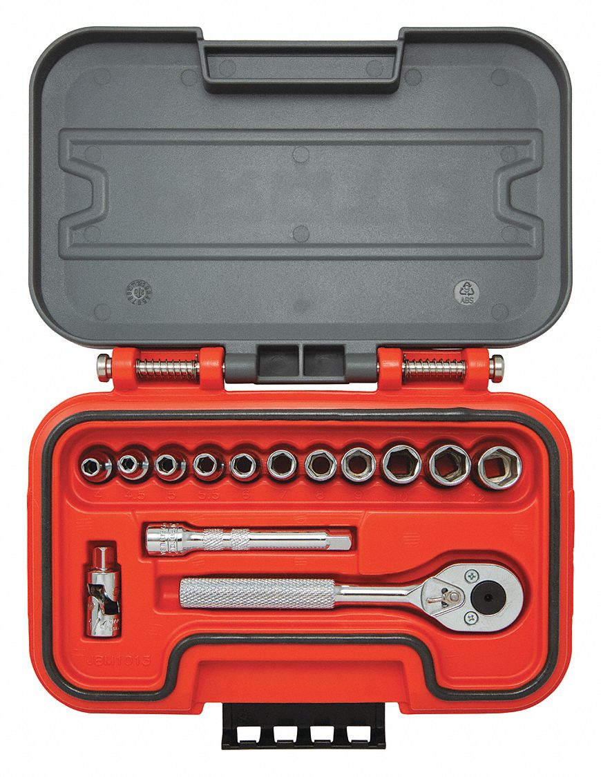 PROTO J47214S Socket Set, 4Mm To 12Mm Socket Range, Hand, 1/4 Inch Drive, Metric | CH6PUB 60MK89