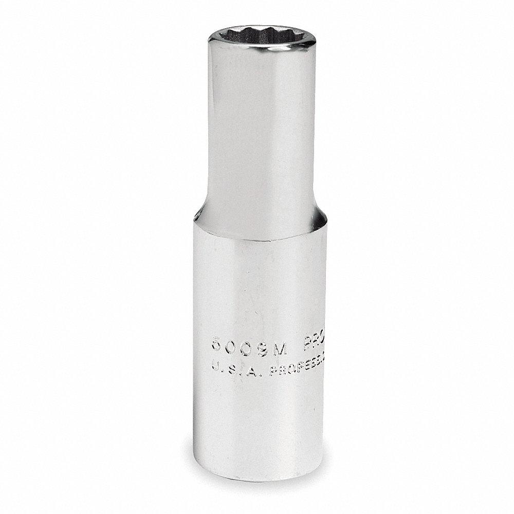PROTO J5018 Socket, 3/8 Inch Drive Size, 9/16 Inch Socket Size, 12-Point, Deep, Chrome | CT8GUJ 429N42