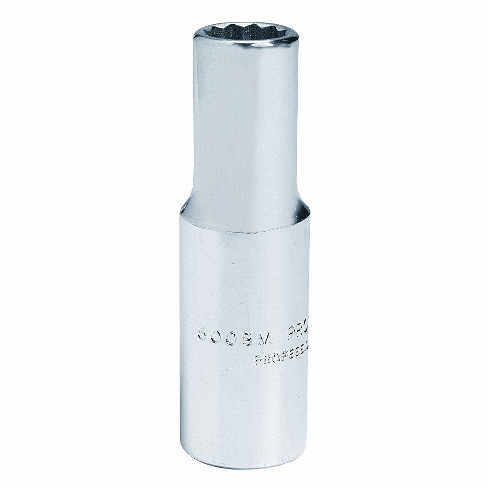 PROTO J5022M Socket, 3/8 Inch Drive Size, 22 mm Socket Size, 12-Point, Deep, Chrome | CT8GQU 429N56