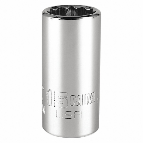PROTO J5215MN Socket, 3/8 Inch Drive Size, 15 mm Socket Size, 12-Point Chrome, Metric | CT8GPF 483H85