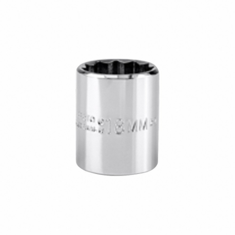 PROTO J5218M Socket, 3/8 Inch Drive Size, 18 mm Socket Size, 12-Point Chrome, Metric | CT8GPY 429P11