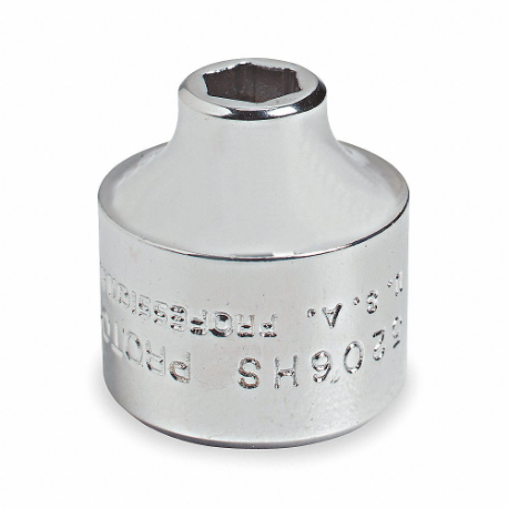 PROTO J5214HS Socket, 3/8 Inch Drive Size, 7/16 Inch Socket Size, 6-Point, Short, Chrome | CT8GWF 5TH24