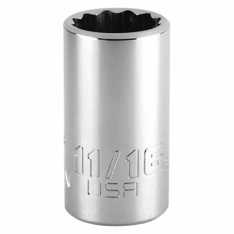 PROTO J5422N Socket, 1/2 Inch Drive Size, 11/16 Inch Socket Size, 12-Point Chrome | CT8GAB 483H01