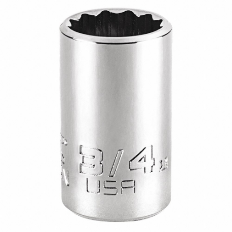 PROTO J5424N Socket, 1/2 Inch Drive Size, 3/4 Inch Socket Size, 12-Point Chrome, Alloy Steel | CT8GDJ 483H04