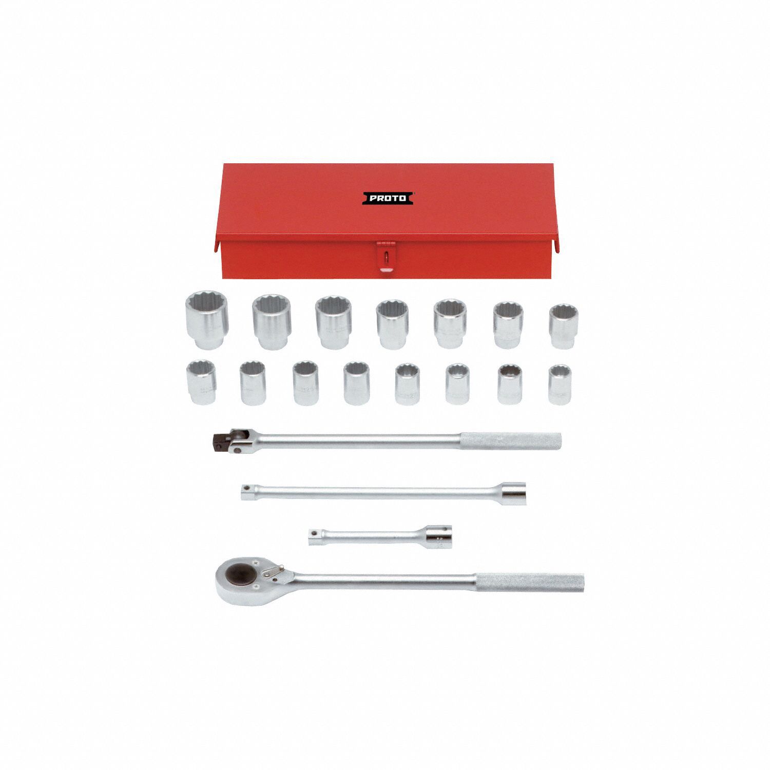 PROTO J55200A Socket Set, 7/8 Inch To 1 3/4 Inch Socket Range, 3/4 Inch Drive, Chrome | CH6PVM 783RZ2