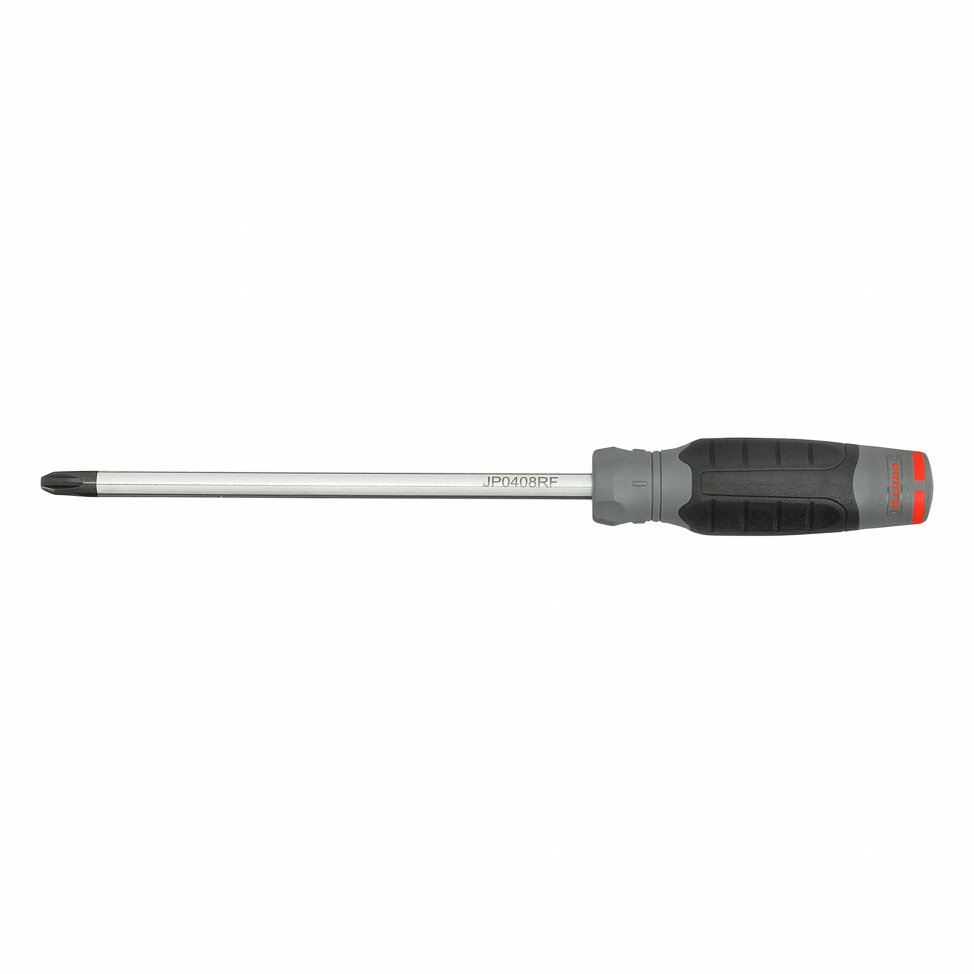 PROTO JP0408RF Screwdriver, #4 Tip Size, 13 Inch Length, 8 Inch Shank Length, Cushion Grip | CT8EZJ 61XL04