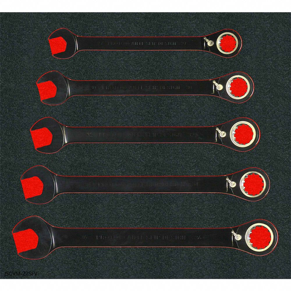 Combination Wrench, Polyethylene, Black Chrome, 22 Tools