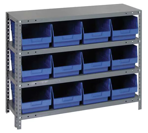 QUANTUM STORAGE SYSTEMS 1239-807BL Bin Shelving Solid 36 x 12 12 Bins Blue | AC6HNP 33Z240