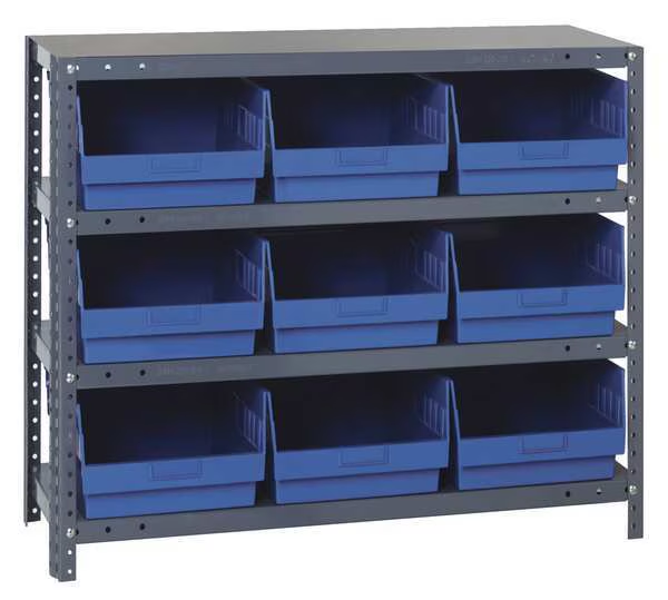 QUANTUM STORAGE SYSTEMS 1239-809BL Bin Shelving Solid 36 x 12 9 Bins Blue | AC6HNQ 33Z241