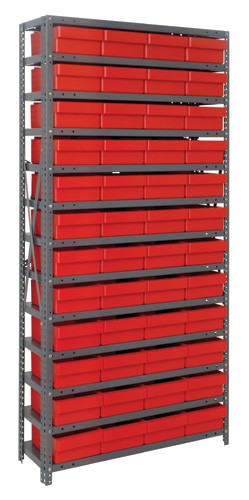 QUANTUM STORAGE SYSTEMS 1275-701 Open Shelving With Drawer, 12 x 36 x 75 Inch Size, 13 Shelves | CG9EPF