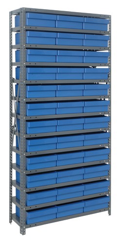 QUANTUM STORAGE SYSTEMS 1275-801 Open Shelving With Drawer, 12 x 36 x 75 Inch Size, 13 Shelves | CG9EPG