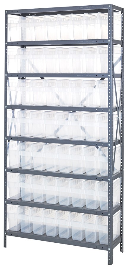 QUANTUM STORAGE SYSTEMS 1275-SB801CL Shelf Bin Unit, Clear-View, 12 x 36 x 75 Inch Size | CG9DEH