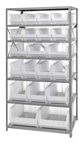 QUANTUM STORAGE SYSTEMS 2475-20-MIXCL Shelf Unit, Clear-View, Heavy-Duty Steel, 24 x 36 x 74 Inch Size, 7 Shelves | CG9DBV