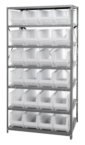QUANTUM STORAGE SYSTEMS 2475-951CL Shelf Unit, Clear-View, Heavy-Duty Steel, 24 x 36 x 74 Inch Size, 7 Shelves | CG9DBY