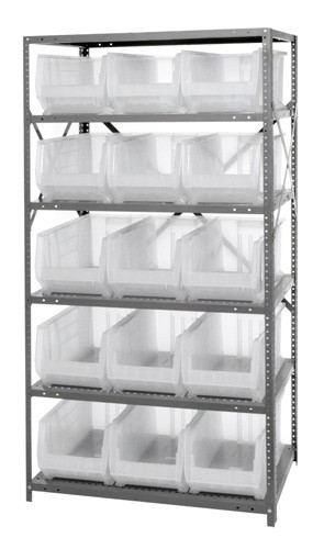QUANTUM STORAGE SYSTEMS 2475-953CL Shelf Unit, Clear-View, Heavy-Duty Steel, 24 x 36 x 74 Inch Size, 6 Shelves | CG9DCB