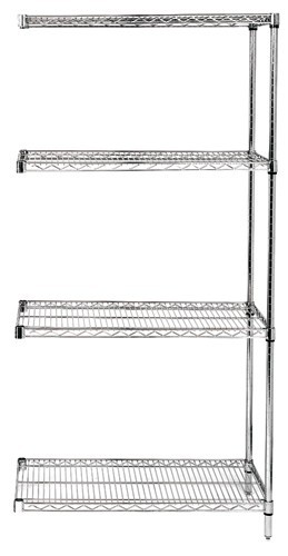 QUANTUM STORAGE SYSTEMS AD63-1236C Wire Shelving, 4 Shelves Add On, 12 x 36 x 63 Inch Size, Chrome | CG9JXT