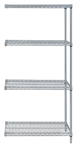 QUANTUM STORAGE SYSTEMS AD63-1236GY Wire Shelving, 4 Shelf Add-On, 12 x 36 x 63 Inch Size, Gray Epoxy | CG9JXU