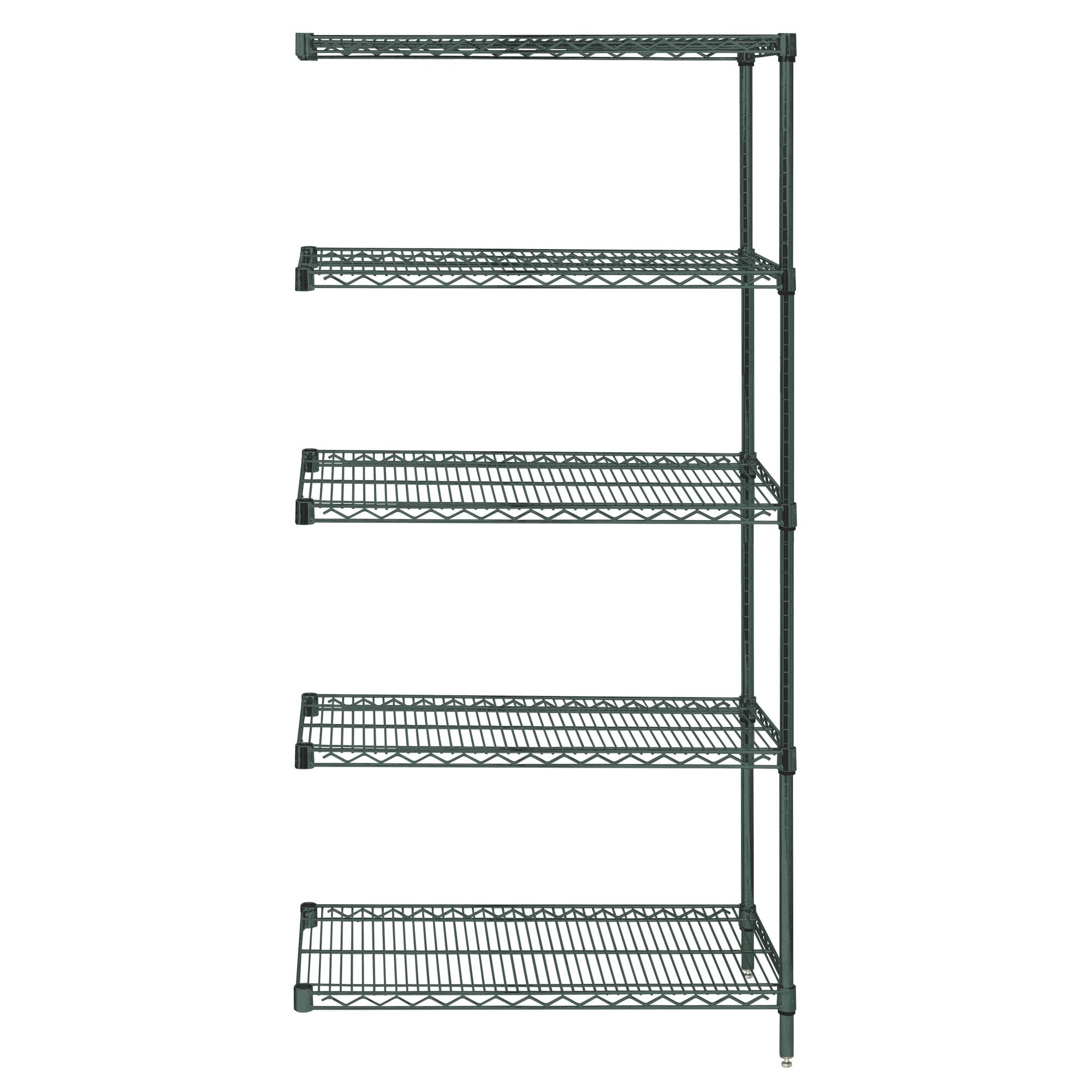 QUANTUM STORAGE SYSTEMS AD63-2436P-5 Wire Shelving, 5 Shelf Add-On, 24 x 36 x 63 Inch Size, Proform Green Epoxy | CG9NVR