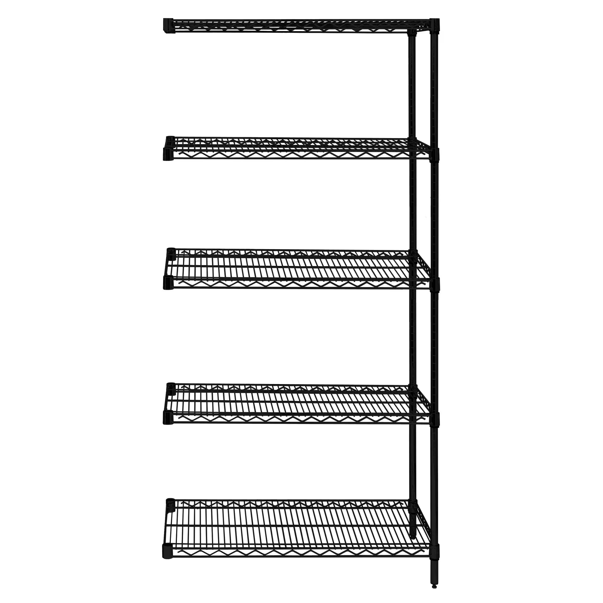 QUANTUM STORAGE SYSTEMS AD74-1248BK-5 Wire Shelving, 5 Shelf Add-On, 12 x 48 x 74 Inch Size, Black Epoxy | CG9NZE