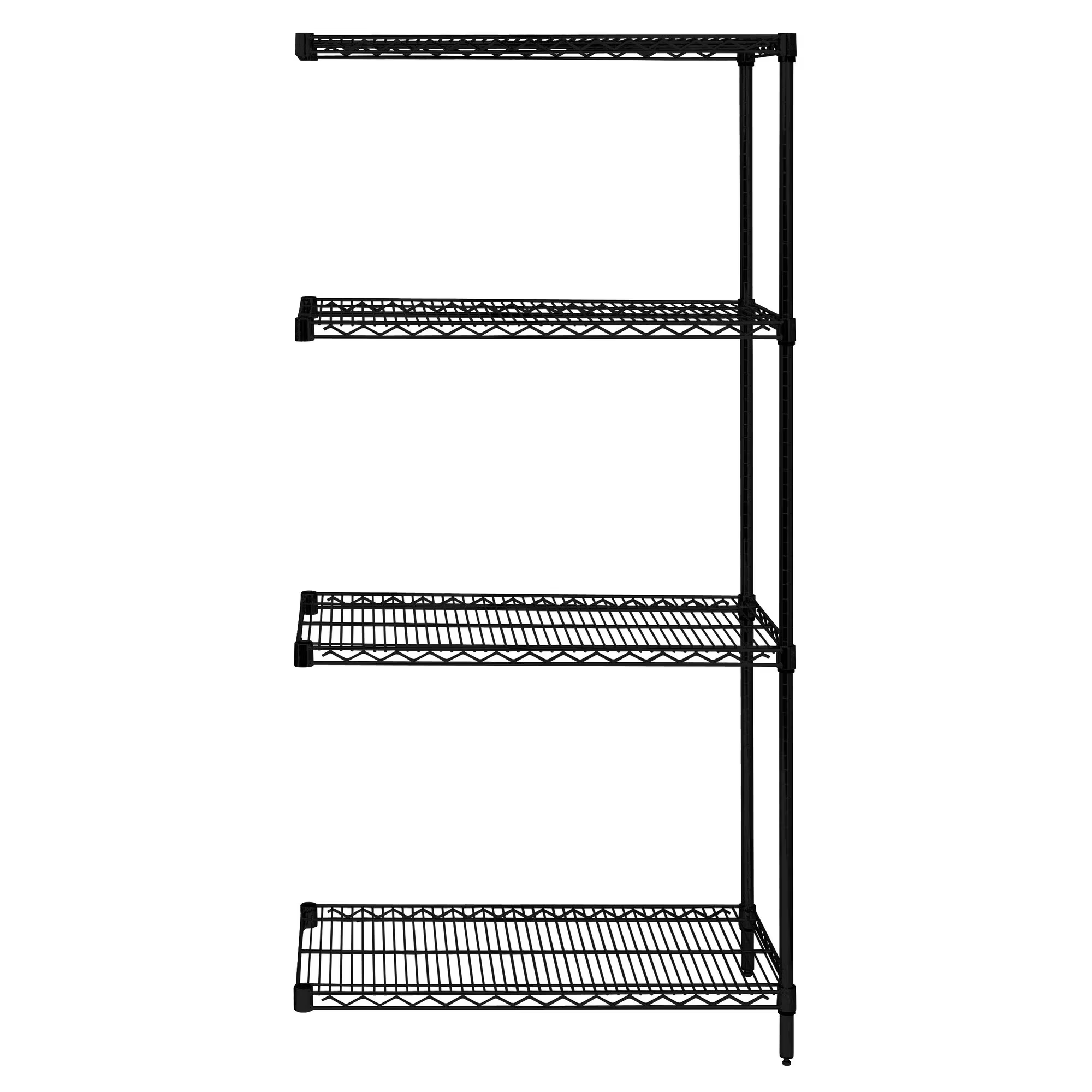 QUANTUM STORAGE SYSTEMS AD74-2436BK Wire Shelving, 4 Shelves Add-On, 24 x 36 x 74 Inch Size, Black Epoxy | CG9KTP