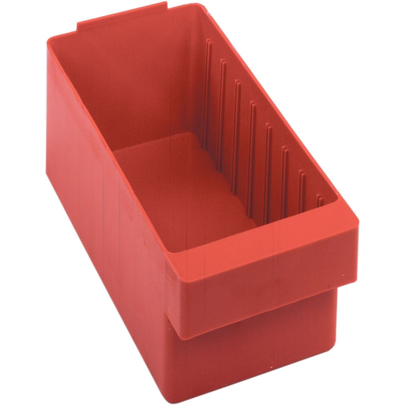 20 lb Shelf Storage Bin, High Impact Polystyrene, 5-9/16 in W, 4-5/8 in H, Red, 11-5/8 in L
