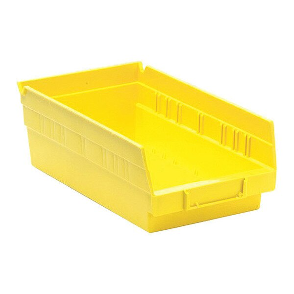 50 lb Shelf Storage Bin, Polypropylene, 6-5/8 in W, 4 in H, Yellow, 11-5/8 in L