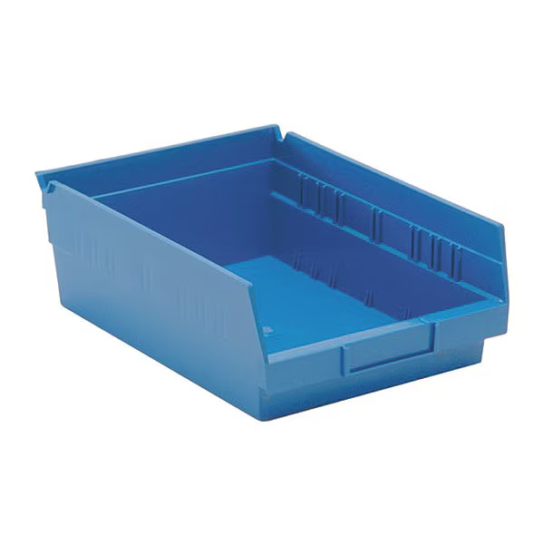 50 lb Shelf Storage Bin, Polypropylene, 6-5/8 in W, 4 in H, Blue, 11-5/8 in L