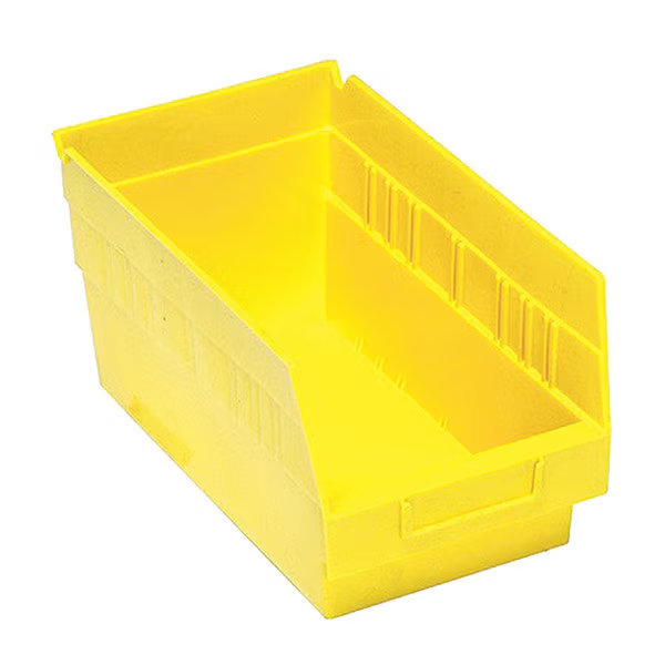 30 lb Shelf Storage Bin, Polypropylene, 6-5/8 in W, 6 in H, Yellow, 11-5/8 in L
