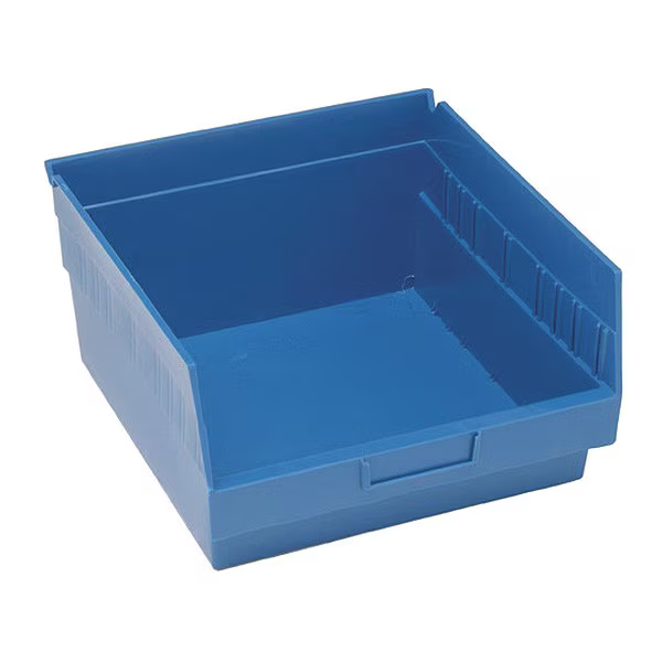 50 lb Shelf Storage Bin, Polypropylene, 11-1/8 in W, 6 in H, Blue, 11-5/8 in L