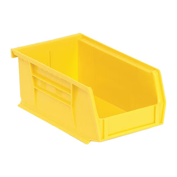 10 lb Hang & Stack Storage Bin, Polypropylene, 4-1/8 in W, 3 in H, Yellow, 7-3/8 in L