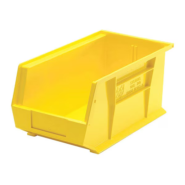 60 lb Hang & Stack Storage Bin, Polypropylene, 8-1/4 in W, 7 in H, Yellow, 14-3/4 in L