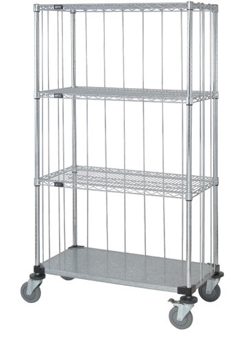 QUANTUM STORAGE SYSTEMS M1836CG46RE Wire Shelf Cart, 3 Sided Stem Caster With Rods And Tabs, 18 x 36 x 69 Inch Size | CG9HZN