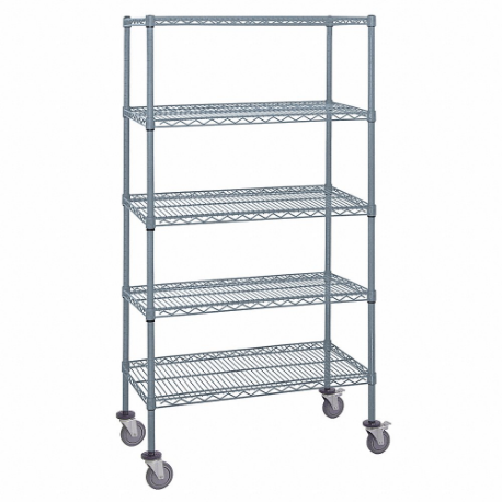 QUANTUM STORAGE SYSTEMS M1836GY46-5 Mobile Stem Caster Cart, 18 x 36 x 69 Inch Size Dry/Wet, Split Sleeve, Gray | CT8JVL 60TR88