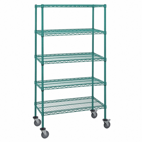QUANTUM STORAGE SYSTEMS M1836P46-5 Mobile Stem Caster Cart, 18 x 36 x 69 Inch Size Dry/Wet, Split Sleeve, Green | CT8JVN 60TT13
