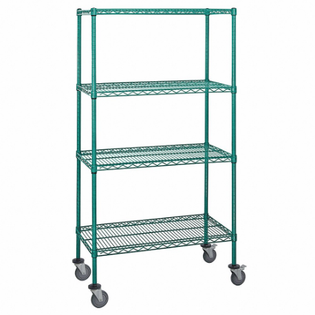 QUANTUM STORAGE SYSTEMS M1836P46 Mobile Stem Caster Cart, 18 x 36 x 69 Inch Size Dry/Wet, Split Sleeve, Green | CT8JVP 60TT01
