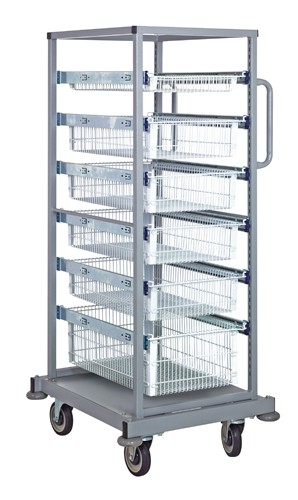 QUANTUM STORAGE SYSTEMS PS-SBC58-6WB Partition Store Single Bay Cart, Wire Baskets | CG9ERN