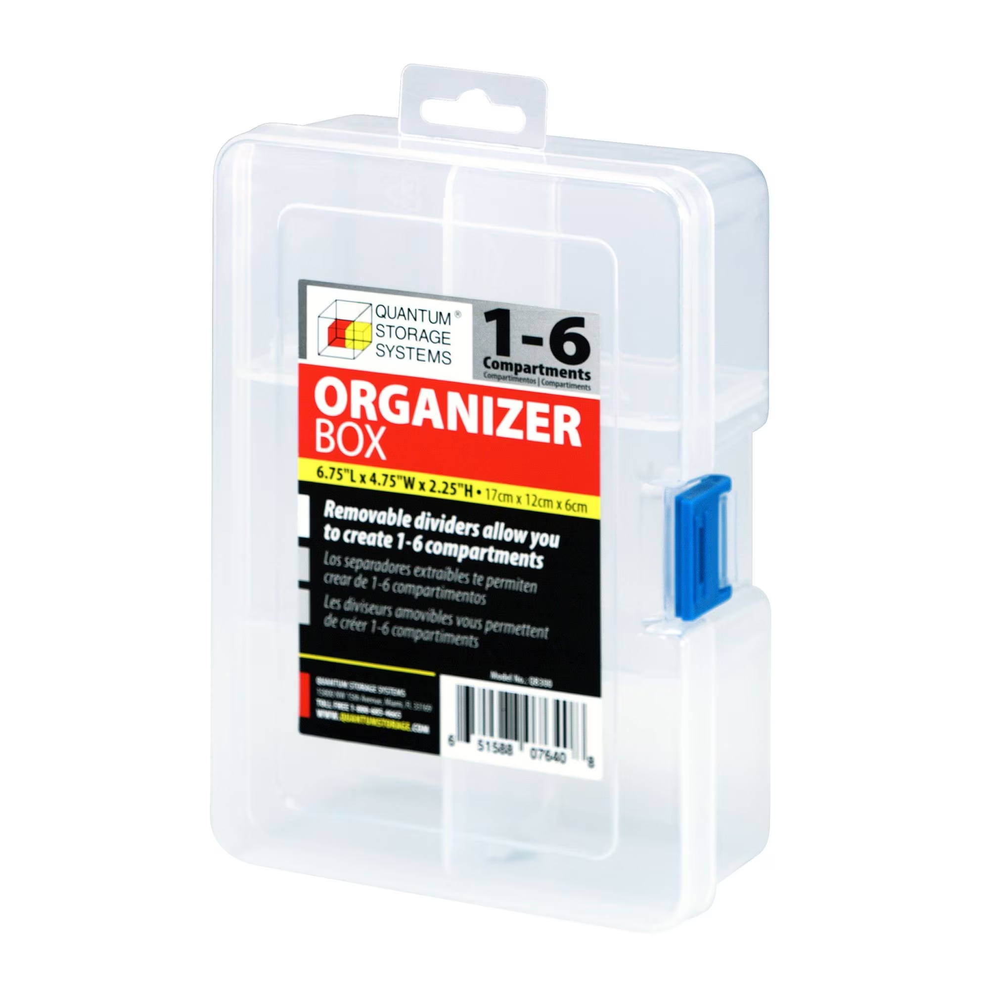 QUANTUM STORAGE SYSTEMS QB300 Clear Compartment Storage Box, 6-3/4 x 4-3/4 x 2-1/4 Inch Size | CG9CYA
