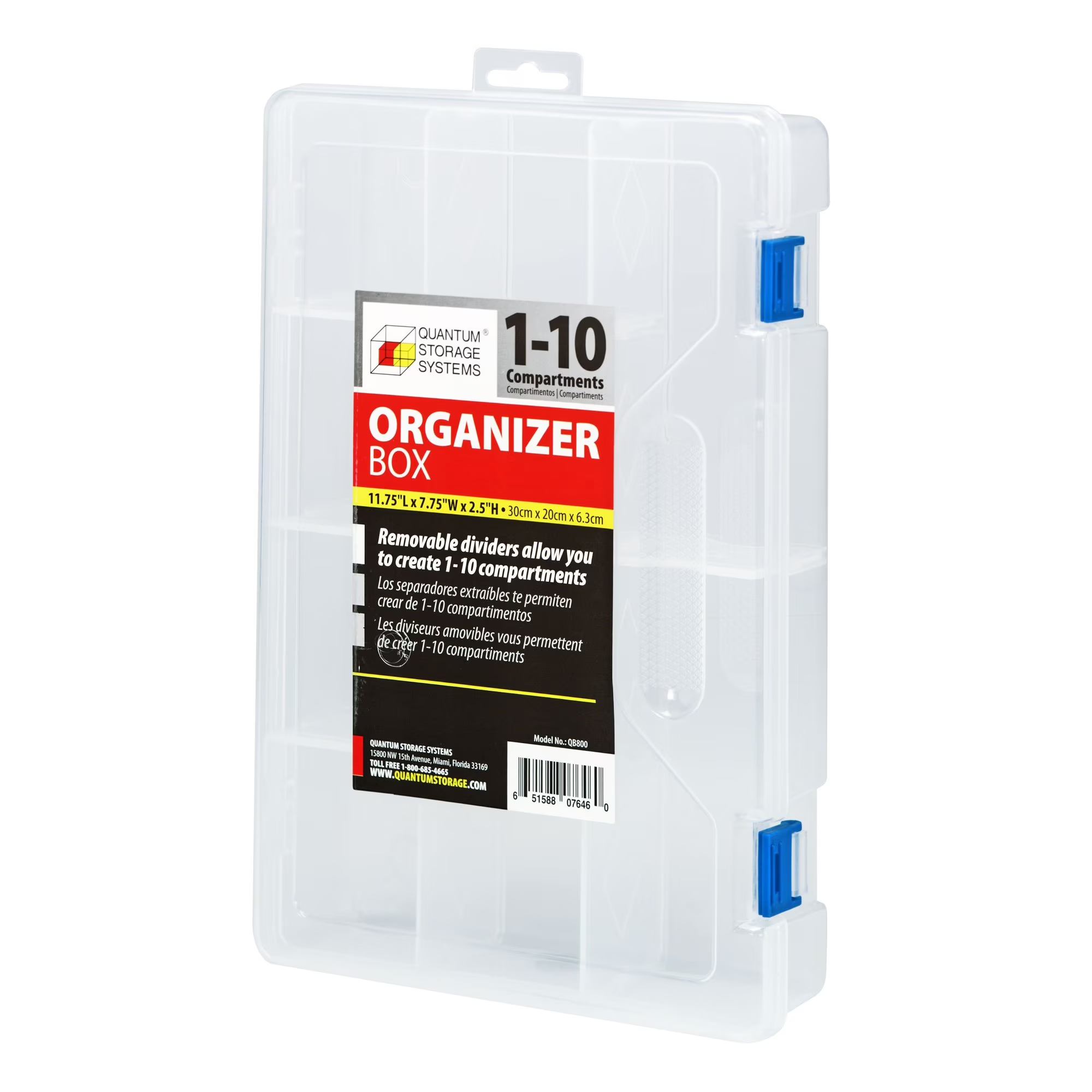 QUANTUM STORAGE SYSTEMS QB800 Clear Compartment Storage Box, 11-3/4 x 7-3/4 x 2-1/2 Inch Size | CG9CYD