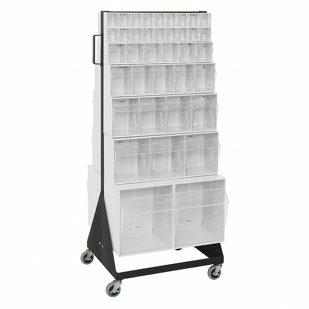 Bin Storage Rack, 20 1/4 x 23 5/8 x 52 Inch Size, Freestanding, Powder Coated