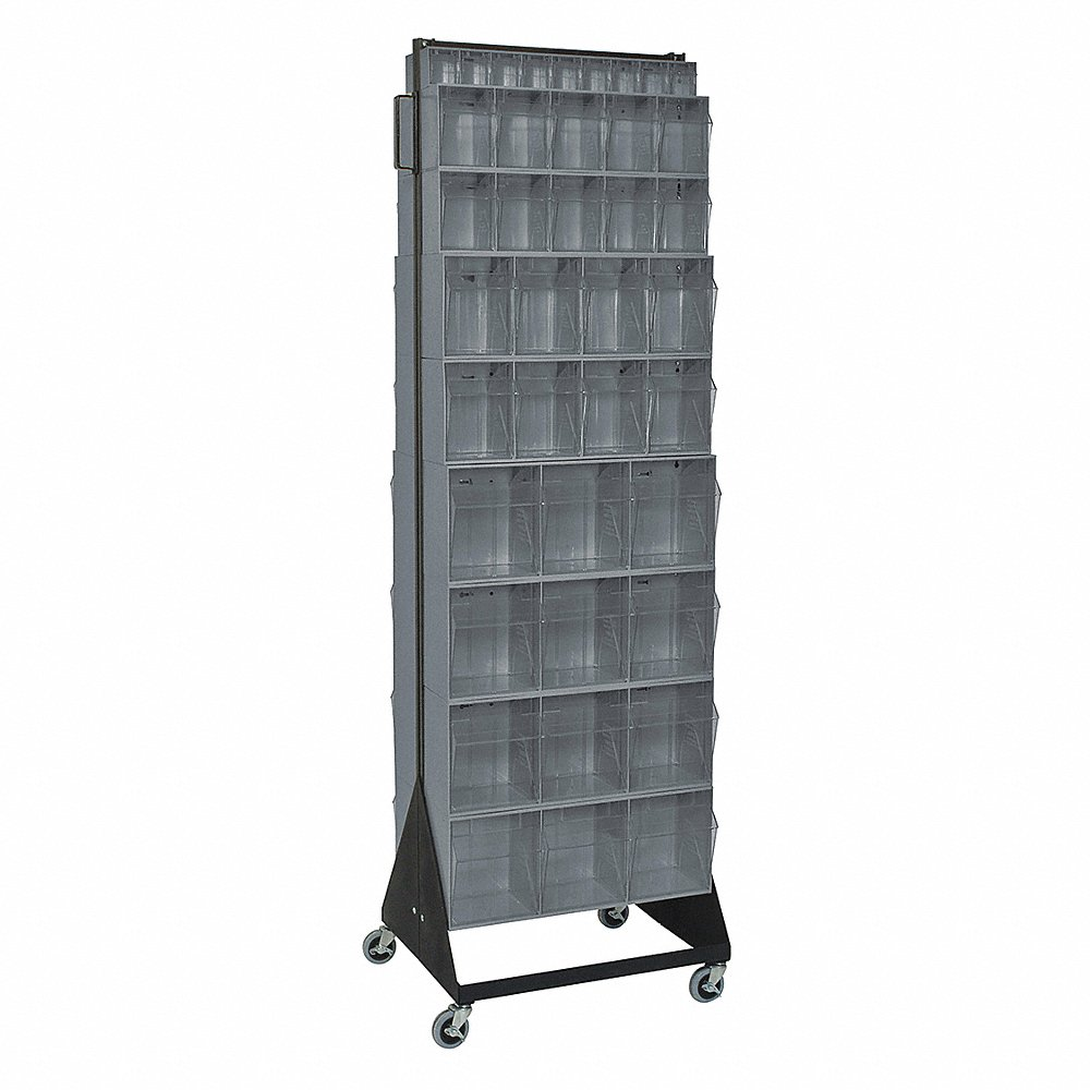 Mobile Double Sided Tip-Out Bin Rack, 20 1/4 x 23 5/8 x 75 in